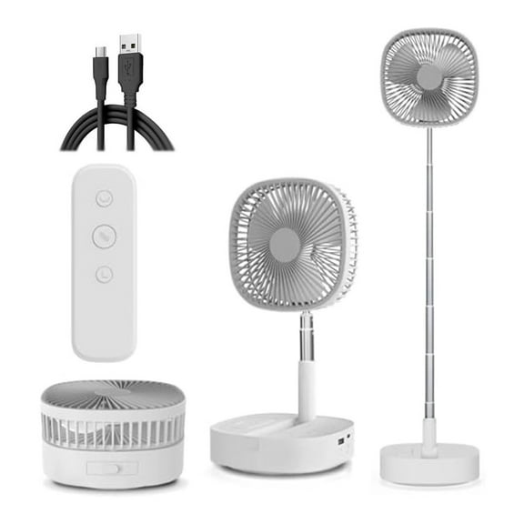 BotaniNest Portable Foldable Rechargeable Travel Oscillating Fan Collapsible Standing Fan For Traveling Stand Up Desk Fan For Cruise 7200mah Battery Operated USB C With Remote Control