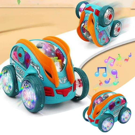 BotaniNest Powered Stunt Flip Car With Rotating & Rolling Action Light & Music Effects Educational Toy Vehicle For Boys & Girls Ages 1 3 Years