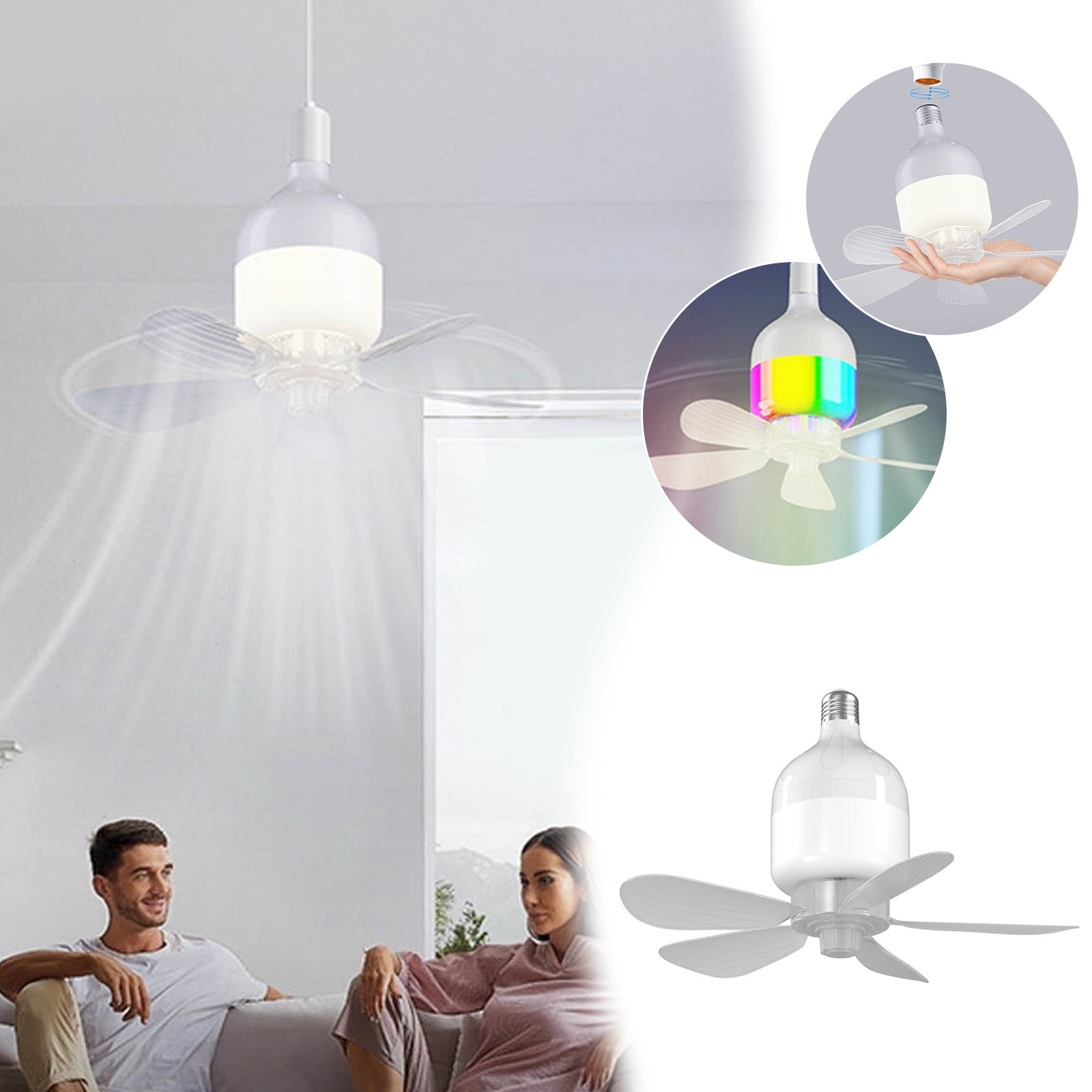 BotaniNest Socket Fan Light Bulb Dimmable LED Ceiling Fans With Lights ...