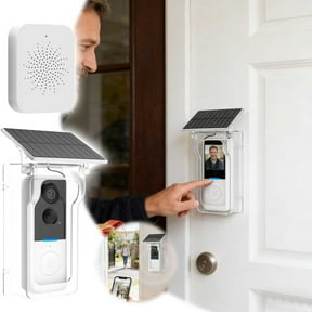 BotaniNest Solar Powered Smart Doorbell With & Rainproof Cover Wireless Video Doorbell With Two Way Audio Night Motion Detection WiFi Home Doorbell