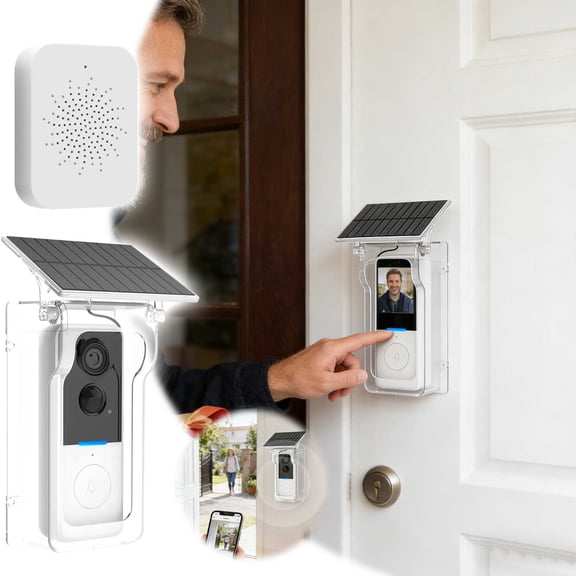 BotaniNest Solar Powered Smart Doorbell With & Rainproof Cover Wireless Video Doorbell With Two Way Audio Night Motion Detection WiFi Home Doorbell