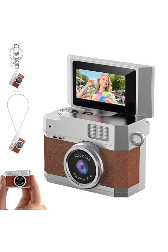 Thumb Sized Flip Screen Mini Digital Retro CCD High Definition Portable Small For Students And Campuses Mini Keychain Digital For Travel Party Vlog (Wthout Card）