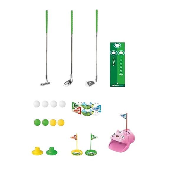 BotaniNest Upgraded Kids Toy Golf Set with Tiger Automatic Returner, Led Light Up Night Golf Balls, 3 Clubs, Putting Mat, 3-8 Toddler Mini Golf Games, Indoor Outdoor Sports Toys for Kids