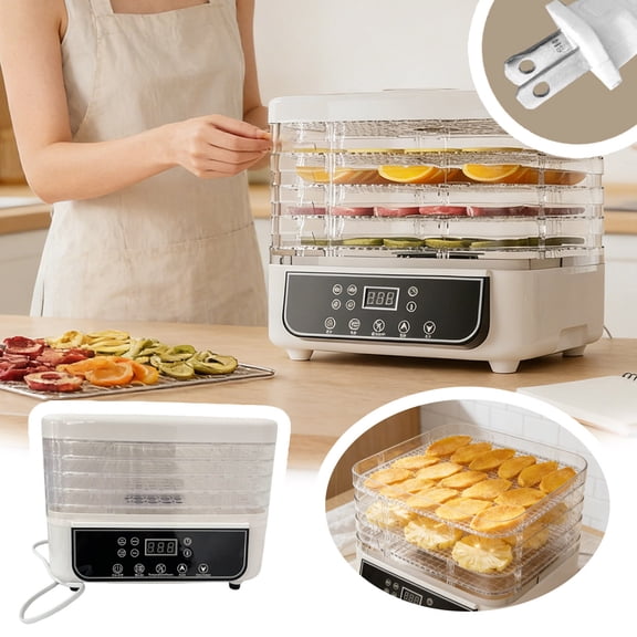 BotaniNest Upgraded Screen With Adjustable Temperature For Fruit Dryer Meat Dryer Compact Food Dehydrator For Household Kitchen White Five Layer Standard