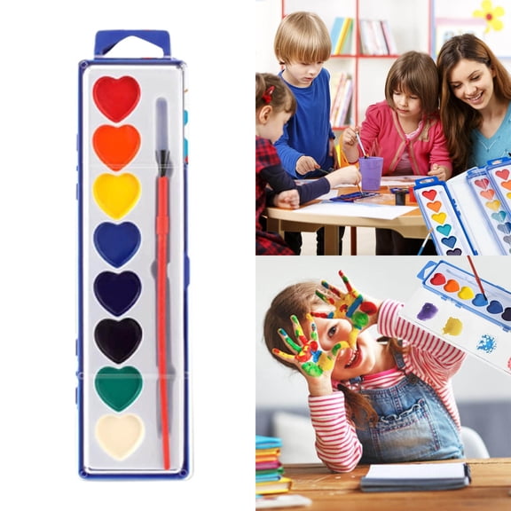 BotaniNest Valentines Day Painting Kit Heart Shaped Watercolor Paint Set Washable Water Color Paints With Paintbrush Watercolor Painting Book Art Supplies For Valentine Birthday 10ml