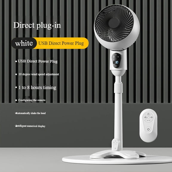 BotaniNest Vertical Fan Air Circulation Fan Usb Floor Fan Rechargeable Remote Control Shaking Head Home High Wind Fan