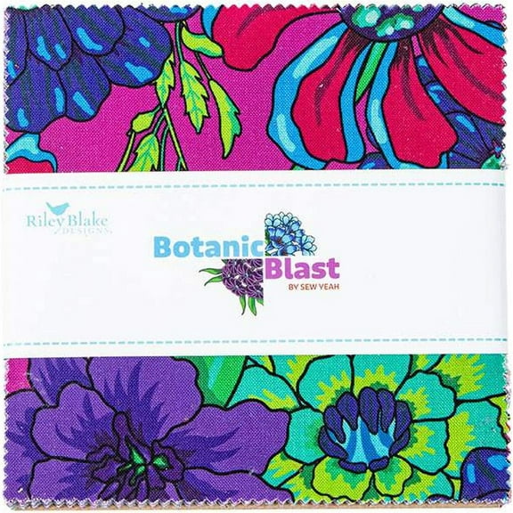 Botanic Blast Riley Blake Stacker by Sew Yeah; 42 - 5" Precut Fabric Quilt Squares