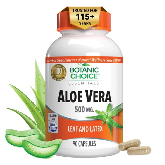 Botanic Choice Aloe Vera 500 mg. Digestive Herbal Supplement, 90 capsules