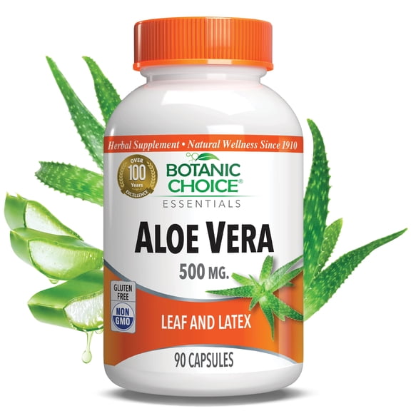 Botanic Choice Aloe Vera 500 mg. Digestive Herbal Supplement, Support Gut Health ,90 capsules