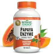 Botanic Choice Chewable Papaya Enzyme Tablets 49 mg. Digestion Herbal Supplement, 180 Tablets