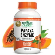 Botanic Choice Chewable Papaya Enzyme Tablets 49 mg. Digestive Herbal Supplement, 180 tablets