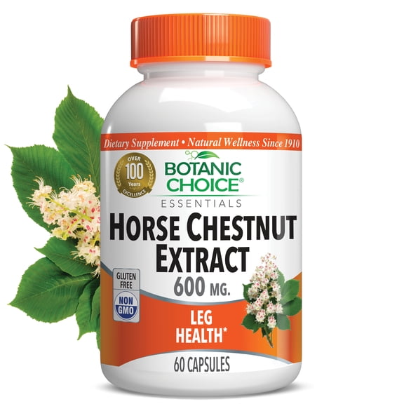 Botanic Choice Horse Chestnut Extract 600 mg. Leg Health Herbal Supplement, 60 capsules