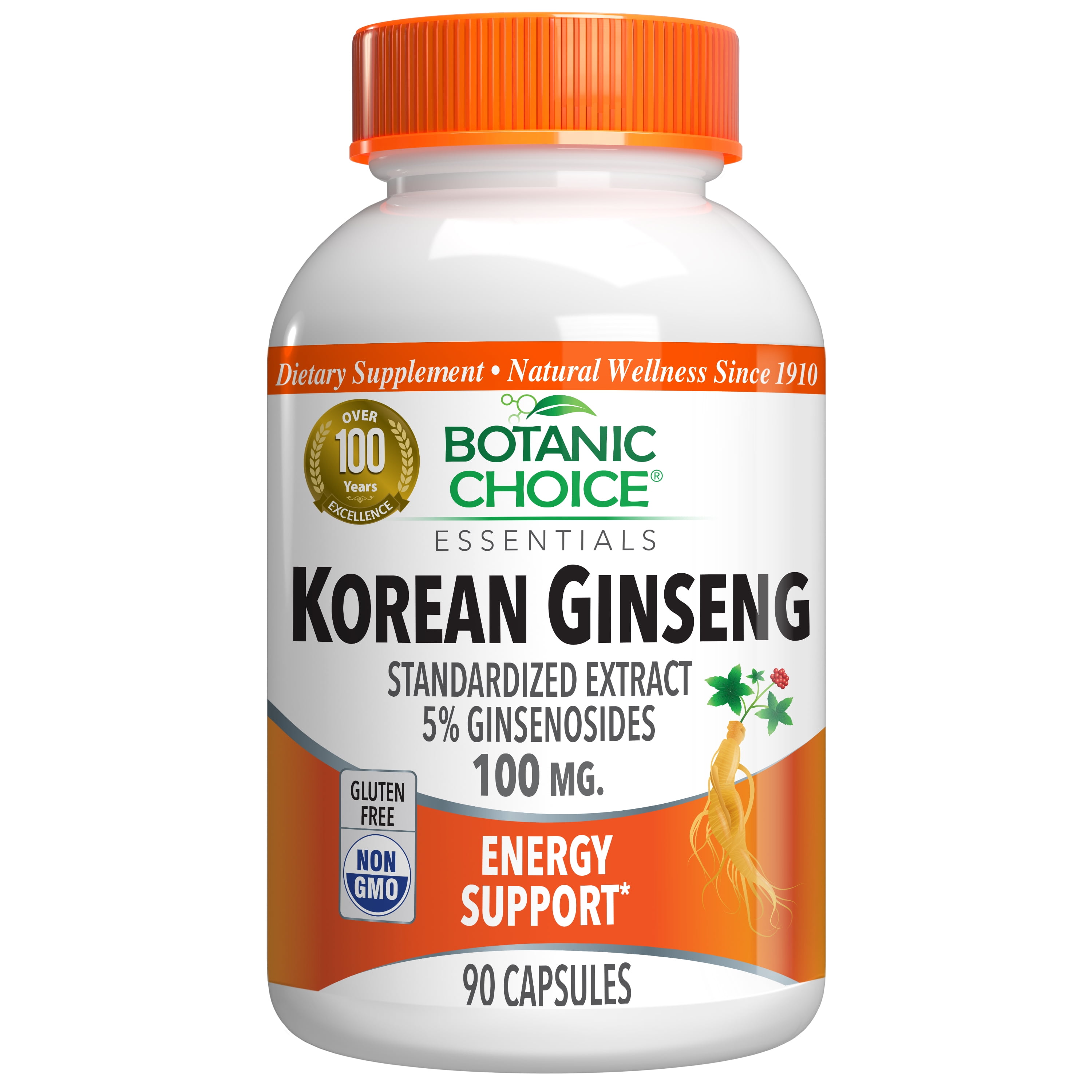 Botanic Choice Korean (Asian) Ginseng 100 mg. Energy Herbal Supplement, 90 capsules
