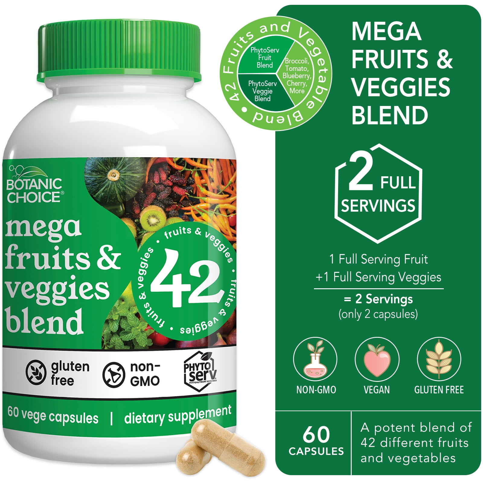 Botanic Choice Mega Fruits and Veggies Supplement Blend of 42 Fruit