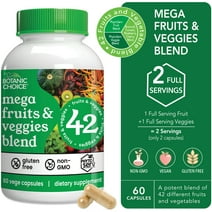 Botanic Choice Mega Fruits and Veggies Supplement – Blend of 42 Fruit and Vegetables with Vitamins - 60 Capsules