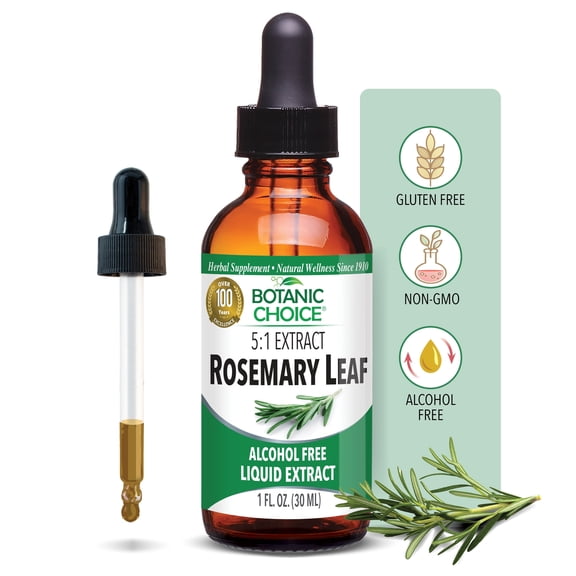 Botanic Choice Rosemary Leaf Extract, Alcohol and Gluten Free Herbal Supplement, 1 Fl Oz.