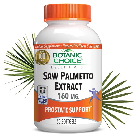 Botanic Choice Saw Palmetto Extract 160 Mg. Prostate Support Supplements for Men, 60 Softgels