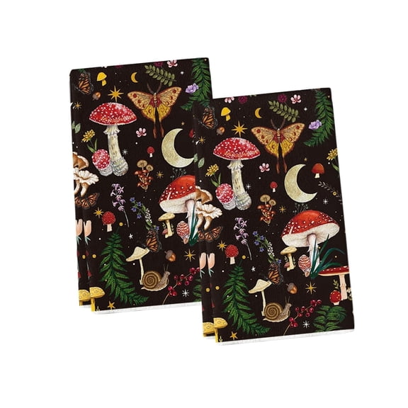 Botanic Farmhouse Magical Modern Mushroom Hand Kitchen Dish Towels 18x26 Inch Set of 2