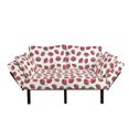 thumbnail image 1 of Botanic Futon Couch, Vibrant Hand Drawn Strawberry Pattern Fresh Summer Fruit Design, Daybed with Metal Frame Upholstered Sofa for Living Dorm, Loveseat, Fern Green White Red, by Ambesonne, 1 of 4