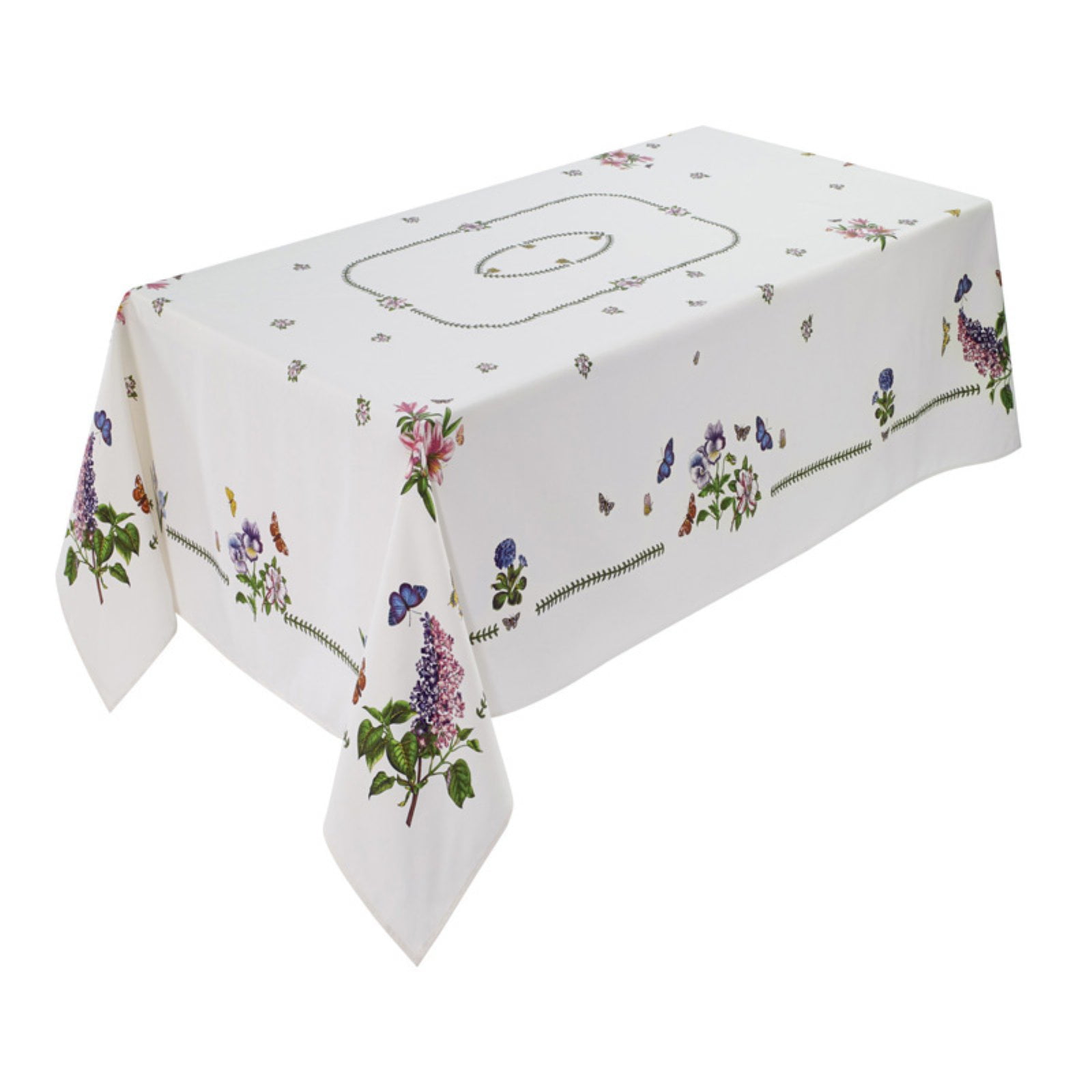 Elegant Botanic Garden Ivory Tablecloth with Colorful Floral Print