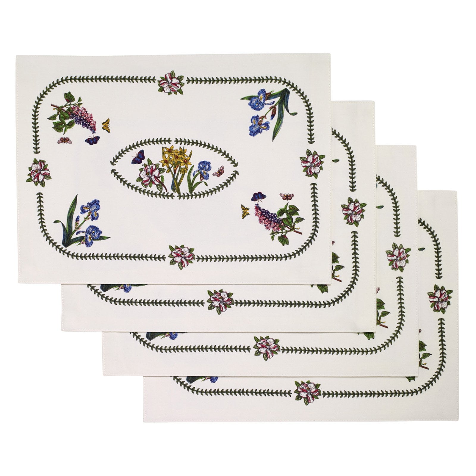 Ivory Floral Cotton Polyester 19" Placemats Set of 4