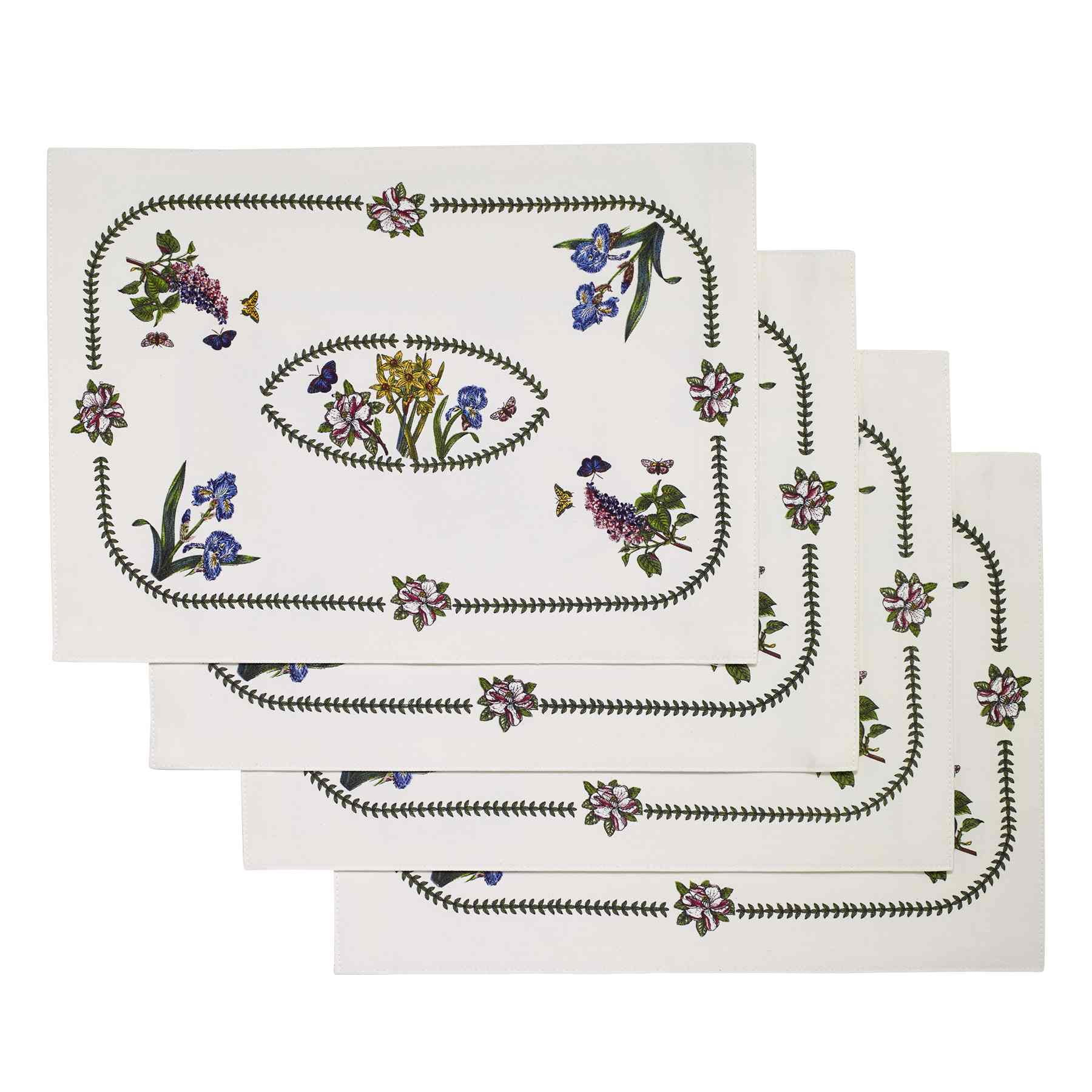 Ivory Floral Cotton Polyester 19" Placemats Set of 4