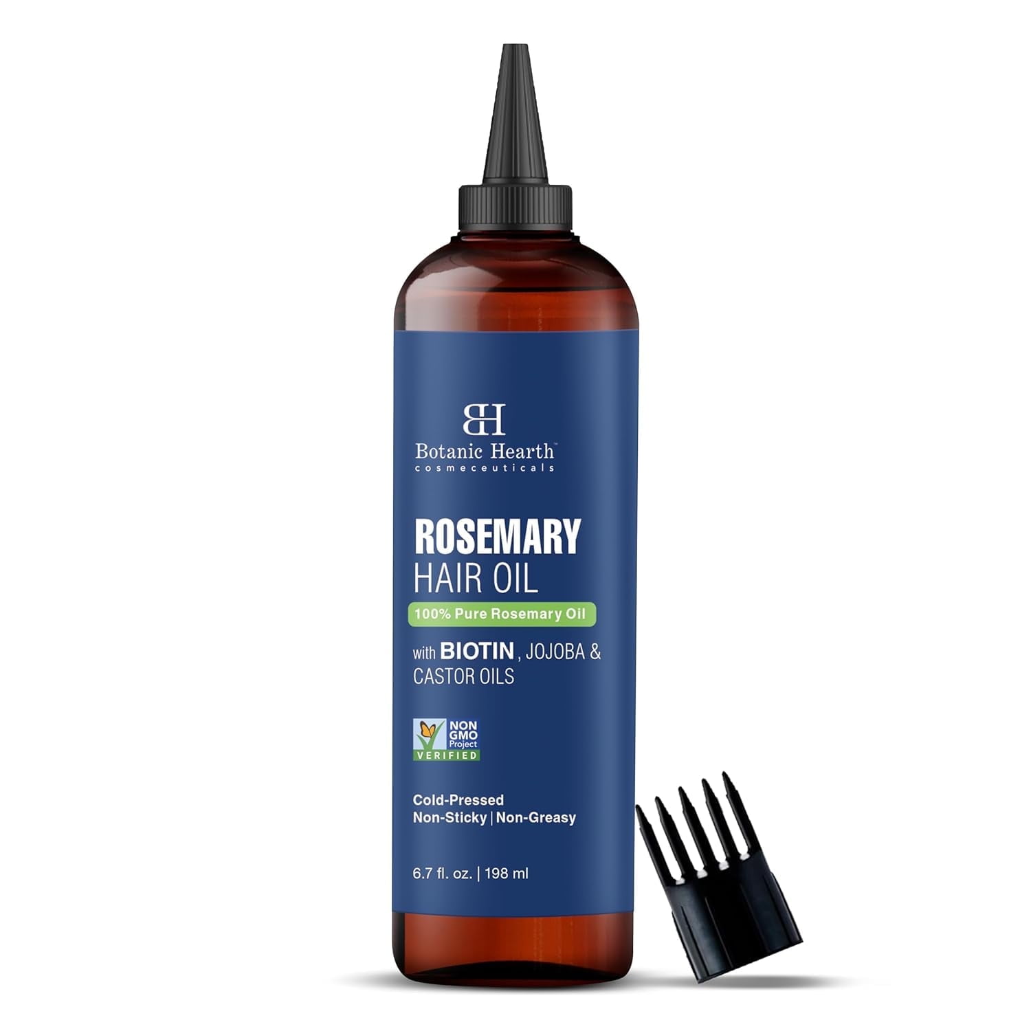Botanic Hearth 100% Pure Rosemary Oil For Hair Growth Infused With Biotin (6.7 fl oz) | Hair strengthening Treatment | Nourishing & Volumizing | With Jojoba Oil & Castor Oil | Non GMO Verified