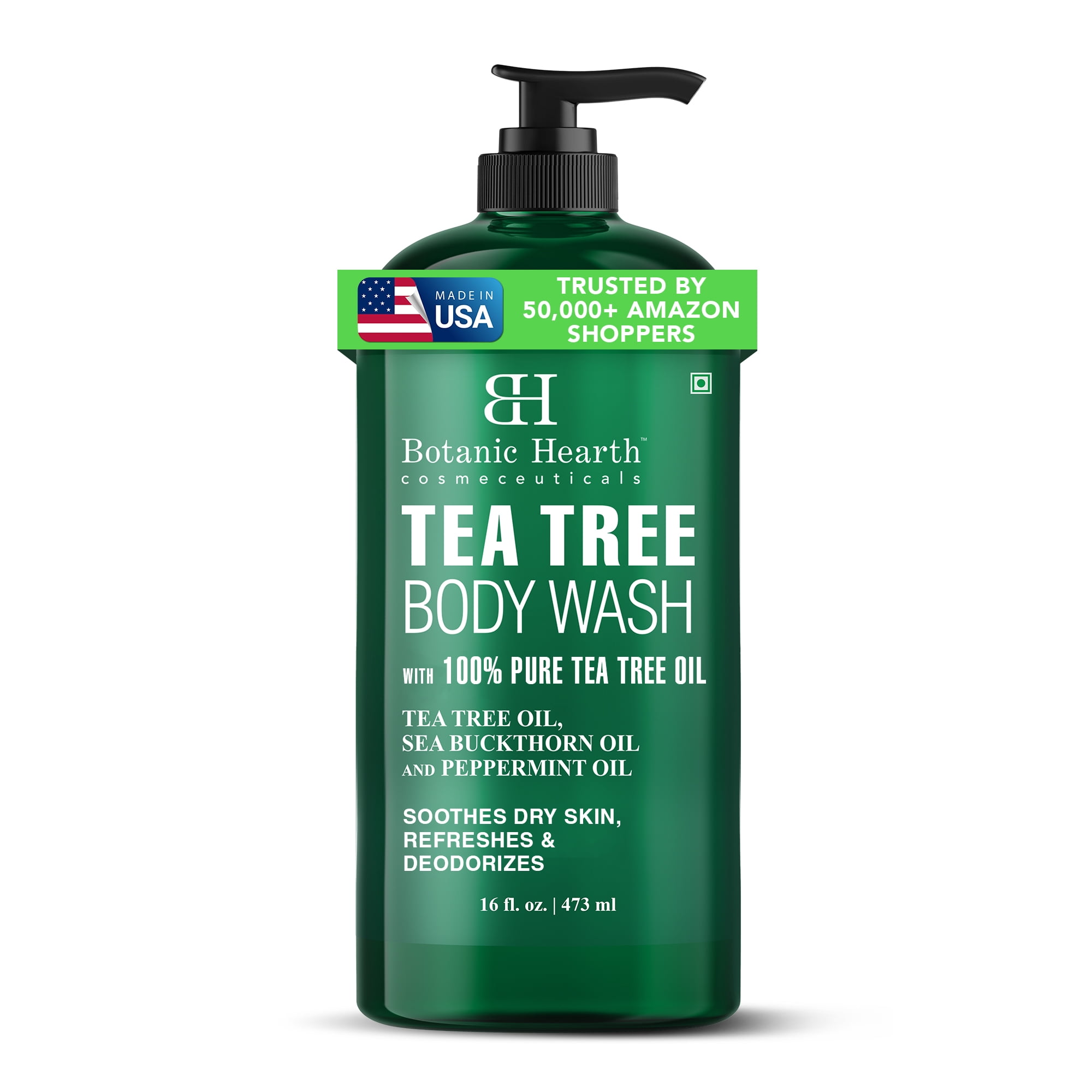 Botanic Hearth Tea Tree Body Wash Helps Nail Conditions Athletes Foot Ringworms Jock Itch & Body Odor Soothes Itching & Promotes Healthy Skin and Feet Naturally Scented 16fl oz