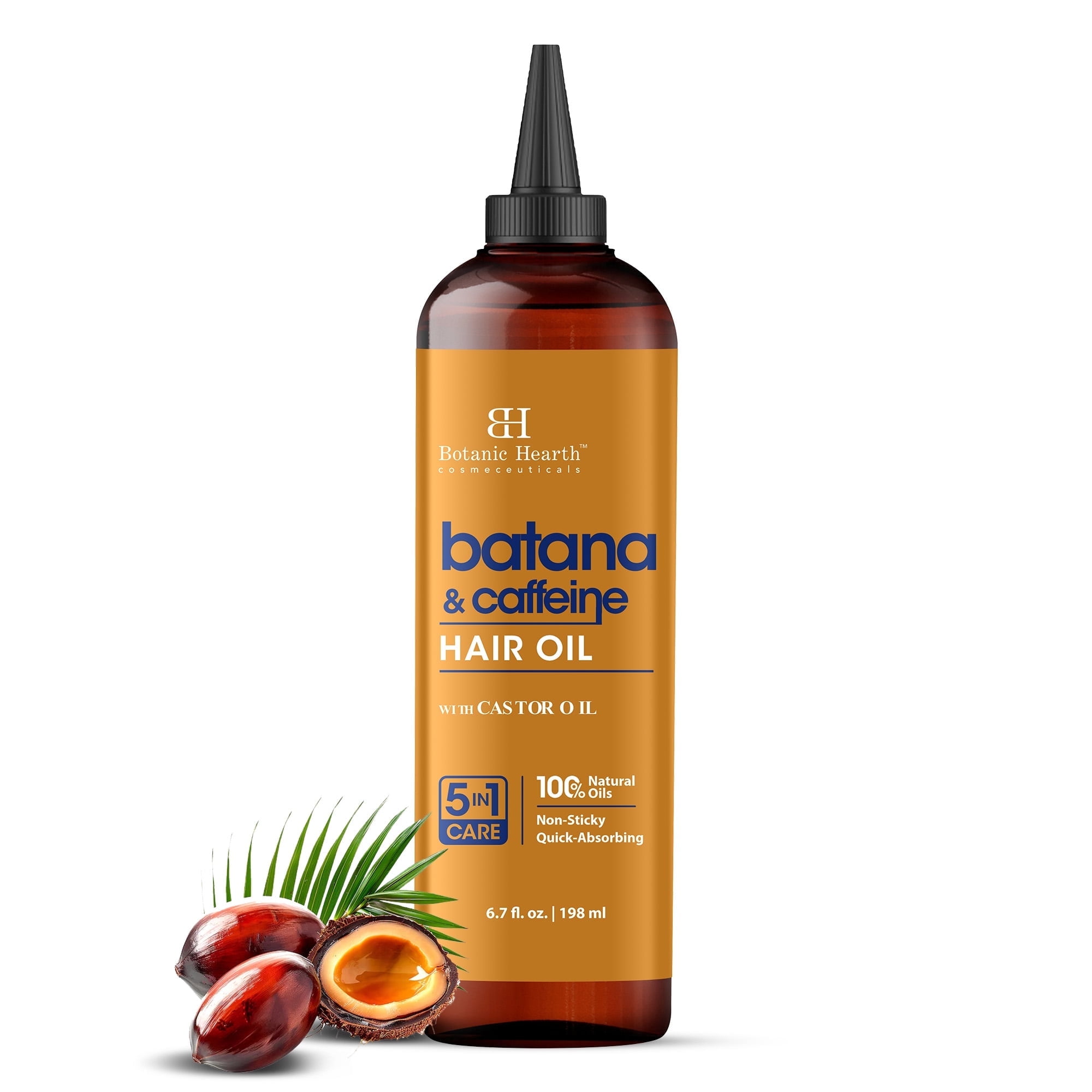 Botanic Hearth Batana & Caffeine Hair Oil (6.7 fl oz) | Revitalizing and Strengthening Hair Treatment for Fuller, Healthier-Looking Hair | Paraben Free | Suitable for All Hair Types