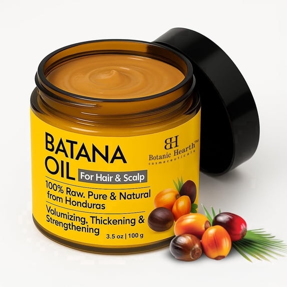 Botanic Hearth Batana Oil for Hair Growth, 100% Unrefined from Honduras, Nourishing & Moisturizing Hair Oil, Revitalizes Hair, Supports Healthier, Thicker & Fuller-Looking Hair & Skin, 3.5 Fl Oz