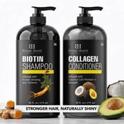 Botanic Hearth Biotin Shampoo & Collagen Conditioner Set | With Korean Ginseng, Turmeric, Coconut & Avocado Oils | Sulfate & Paraben Free Hair Care | For Men & Women | 16 fl oz Each