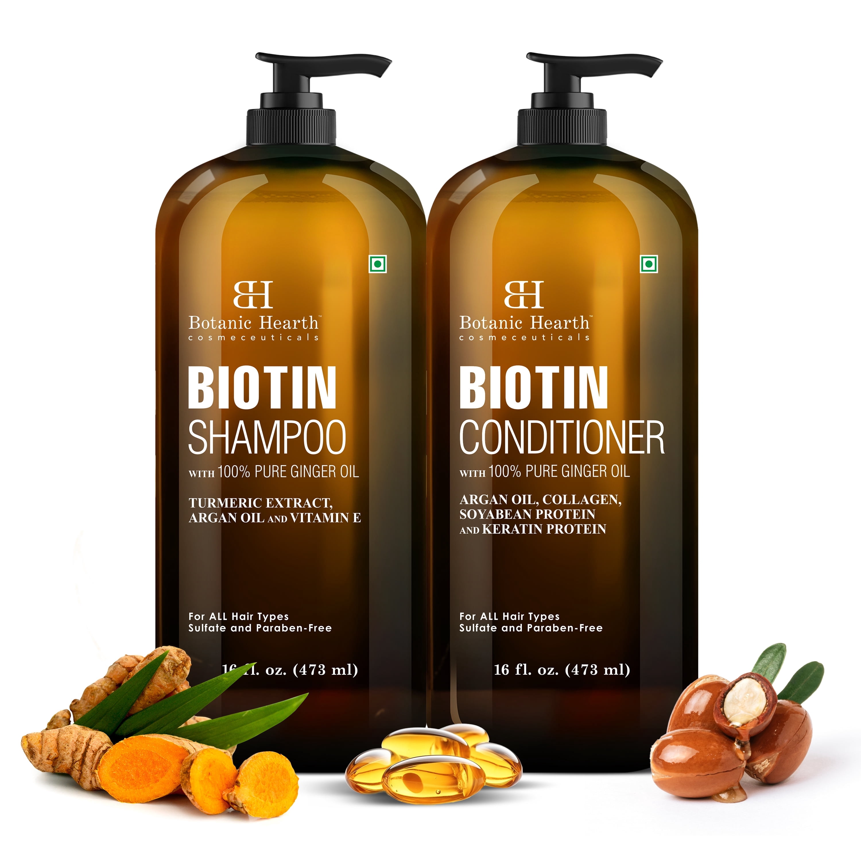 Botanic Hearth Biotin Shampoo & Conditioner, 16 fl oz, with Ginger