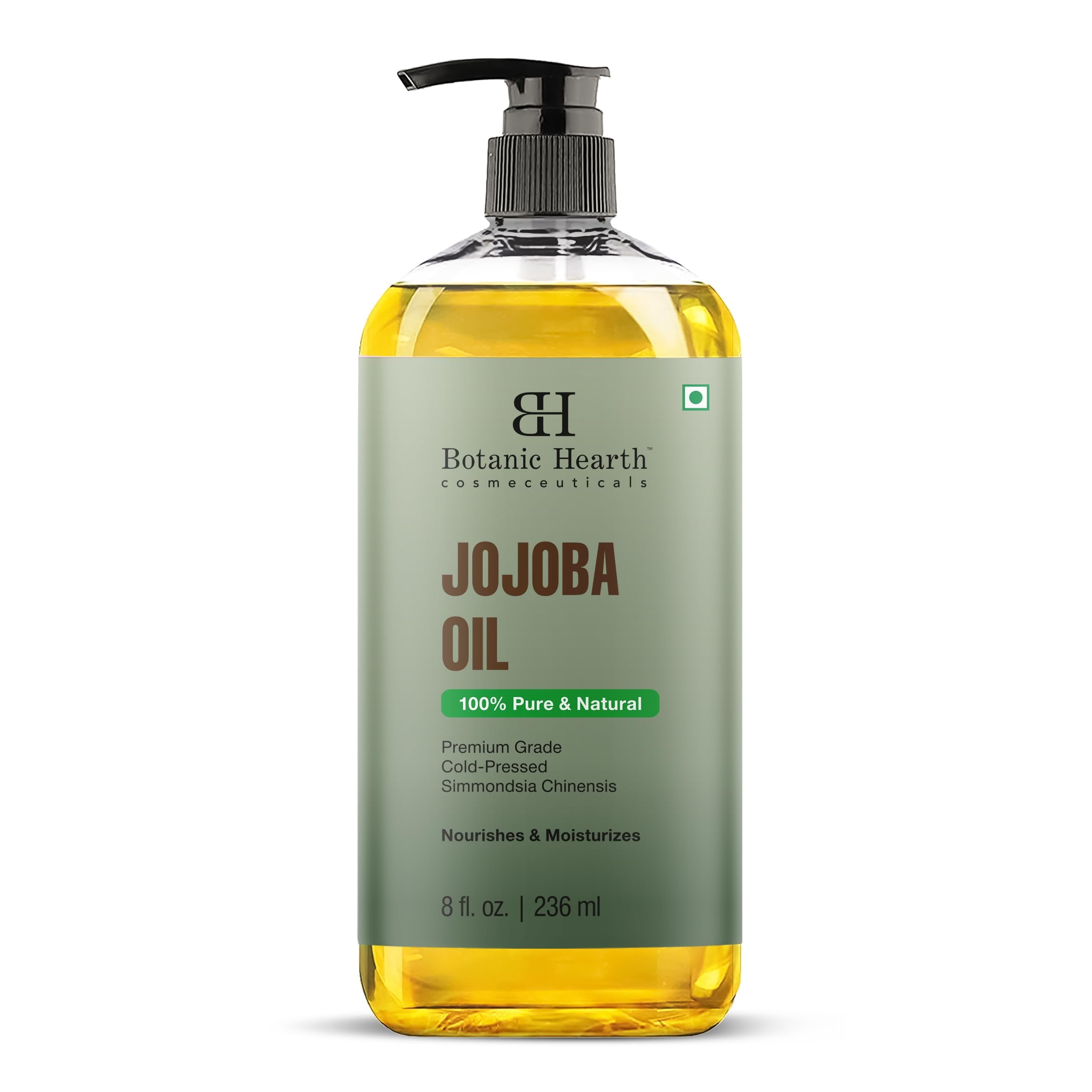 Botanic Hearth Jojoba Oil (8 fl oz) | 100% Pure & Natural, Cold-Pressed, Lightweight Moisturizer for Skin, Hair, Face, Scalp & Nails | Non-Greasy, Hexane-Free, Premium Grade Oil