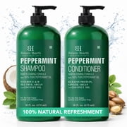 Botanic Hearth Peppermint Oil Shampoo and Conditioner Set with Keratin, Sulfate-Free Hair Care for Men and Women, 16 fl oz Each