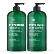 Botanic Hearth Peppermint Oil Shampoo and Conditioner Set with Keratin, Sulfate-Free Hair Care for Men and Women, 16 fl oz Each