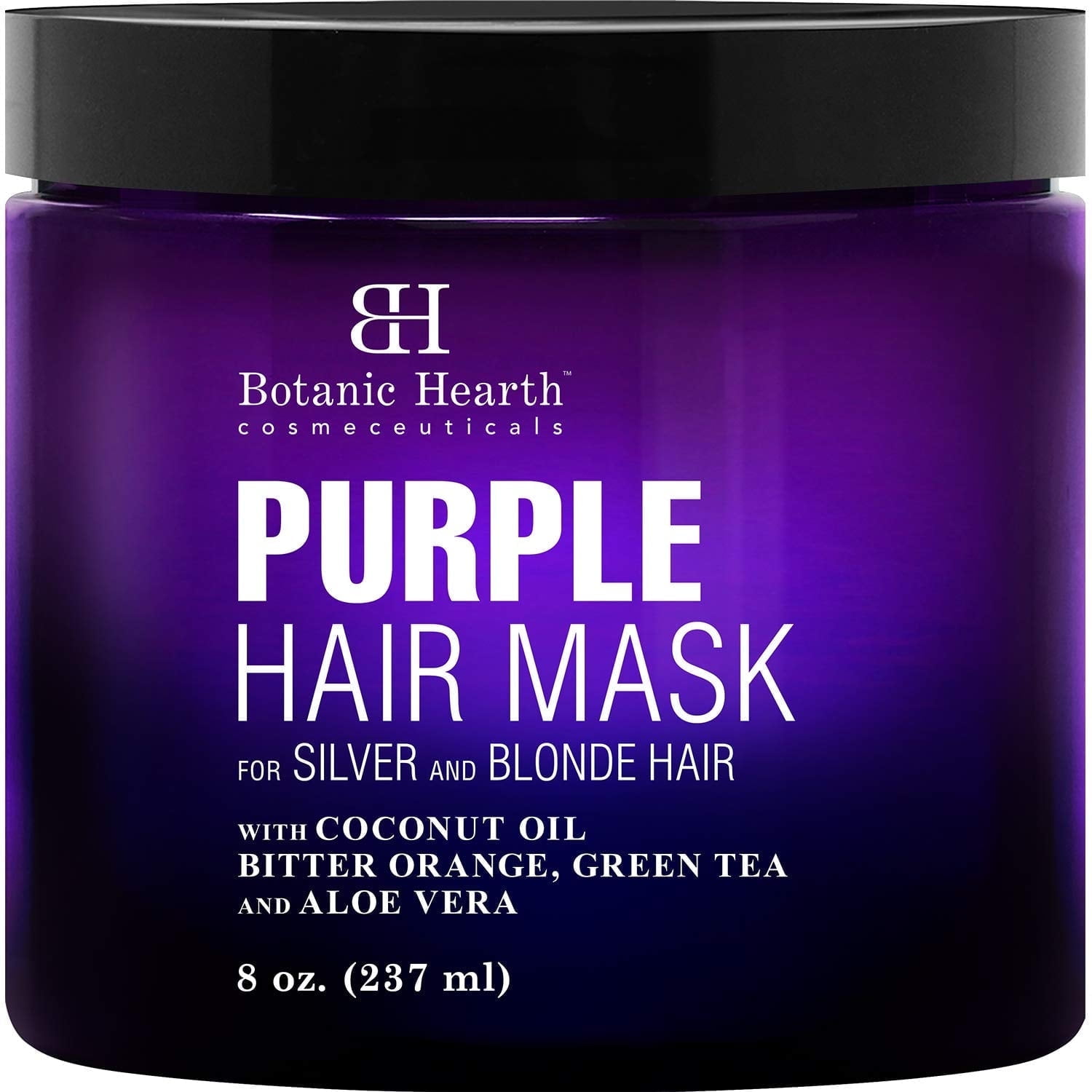 Botanic Hearth Purple Hair Mask for Silver and Blonde Hair – 8 oz – Toning Hair Treatment with Coconut Oil, Bitter Orange, Green Tea & Aloe Vera – Made in USA – Hydrating & Nourishing Mask for Color-