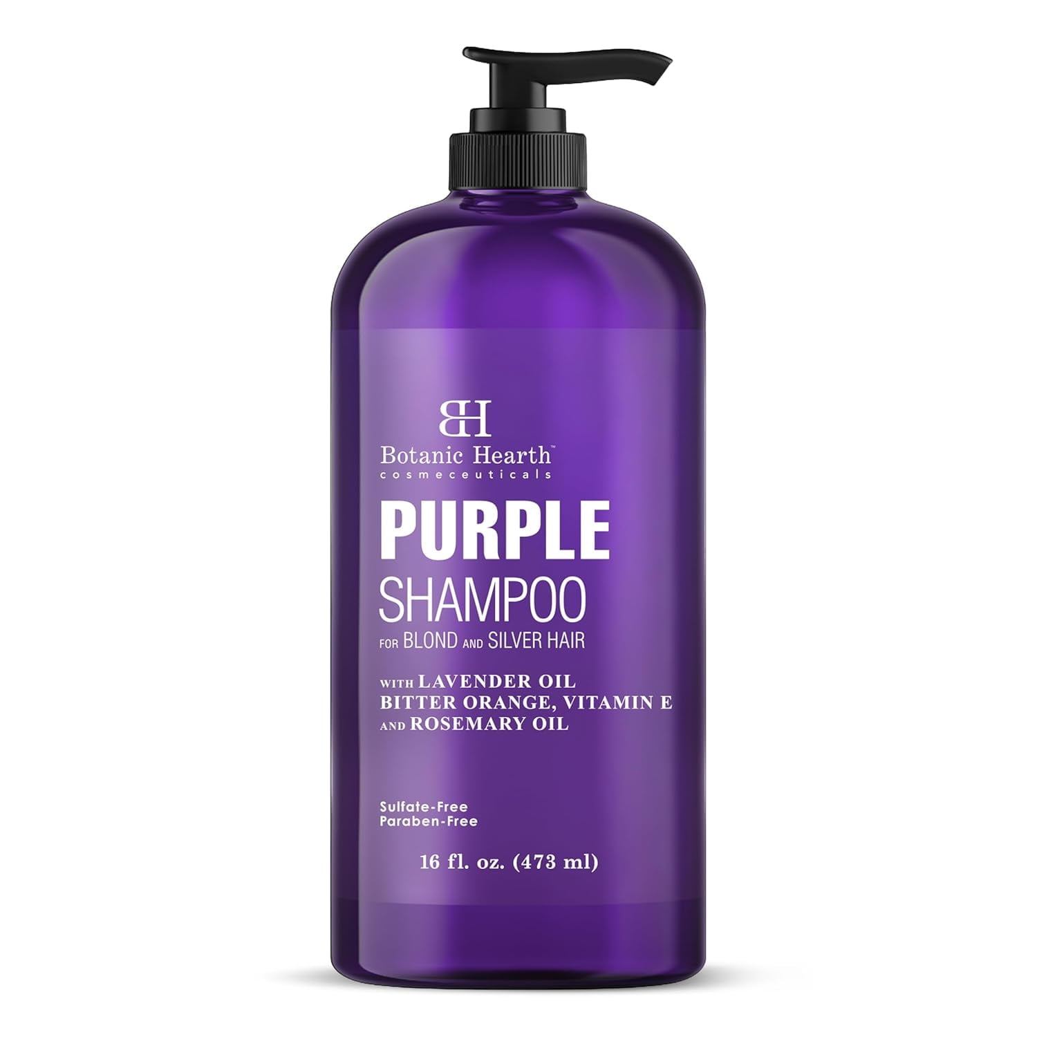 Botanic Hearth Purple Shampoo - for All Shades of Blonde, Silver and Gray Hair - With Lavender Oil, Vitamin E, & Rosemary Oil - Enhances Highlights - Sulfate Free, Paraben Free, 16 fl oz