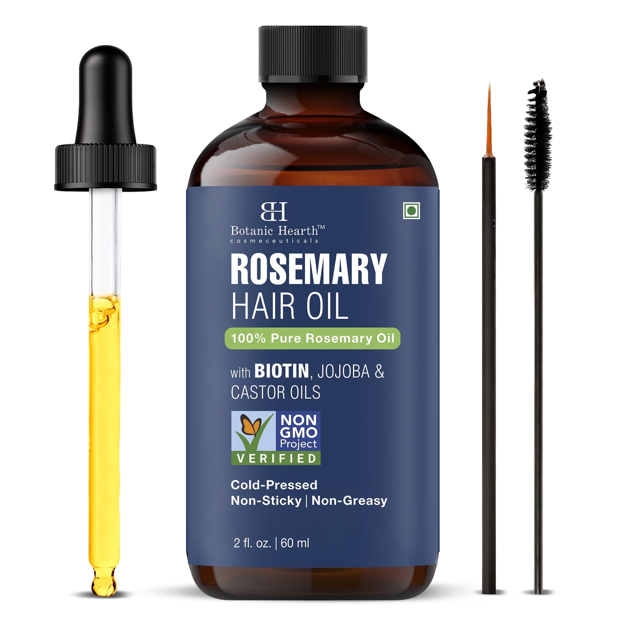 Botanic Hearth 100% Pure Rosemary Oil For Hair Growth | Infused With Biotin, Jojoba & Castor Oil | Hair Oil Repairs Dry Damaged Hair, Strengthening, Healthier - Hair Tonic, 2.0 fl oz