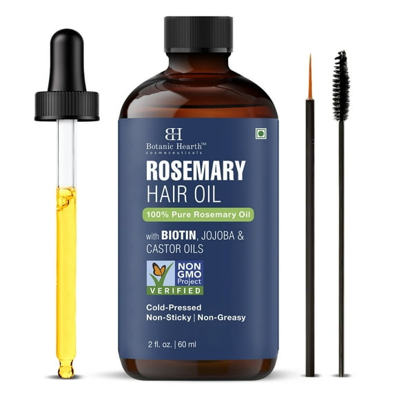Botanic Hearth 100% Pure Rosemary Oil For Hair Growth | Infused With Biotin, Jojoba & Castor Oil | Hair Oil Repairs Dry Damaged Hair, Strengthening, Healthier - Hair Tonic, 2.0 fl oz
