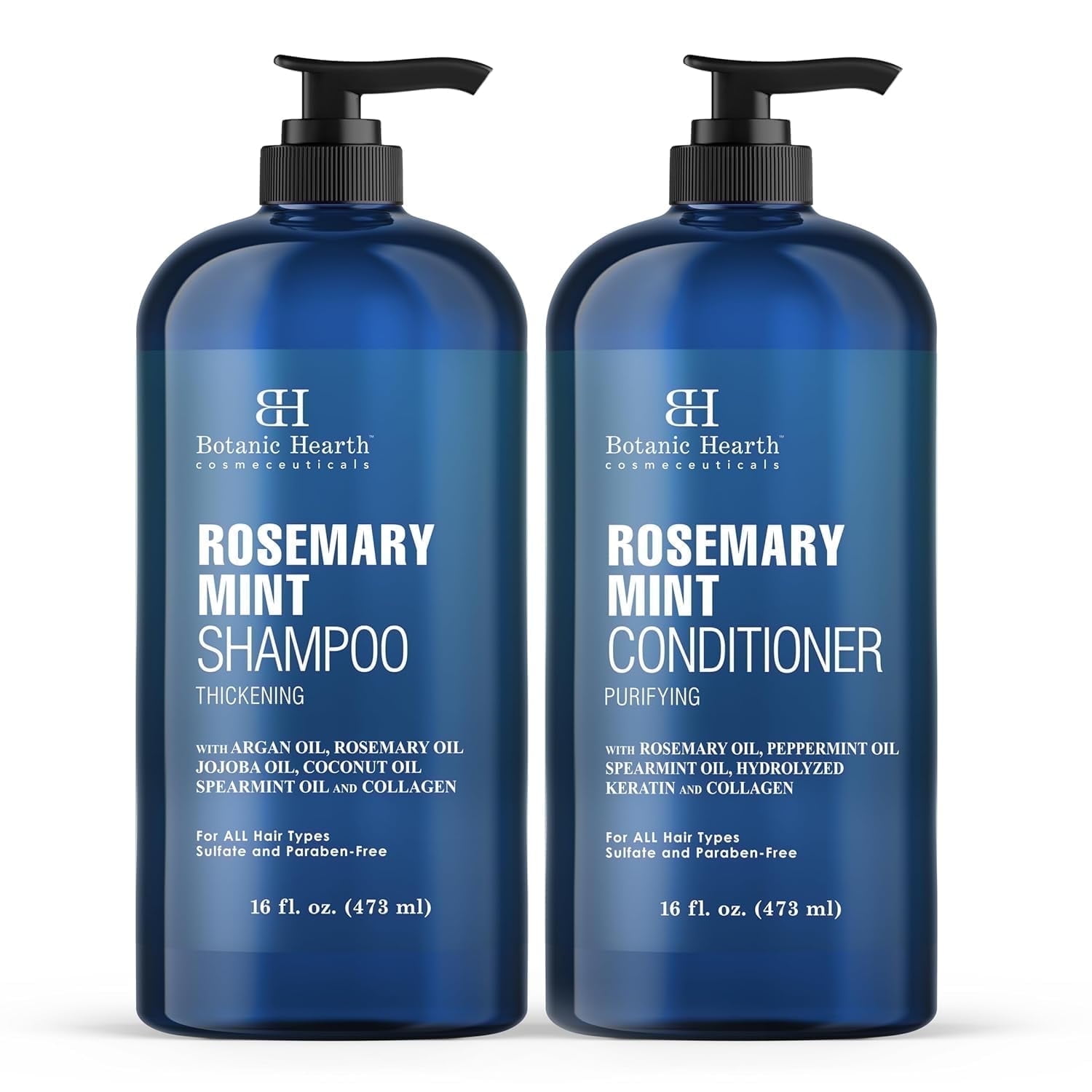 Botanic Hearth Rosemary Mint Shampoo and Conditioner Set, Thickening Formula, Promotes Hair Growth and Scalp Health Sulfate Free & Paraben Free, for Men & Women - 16 fl oz each