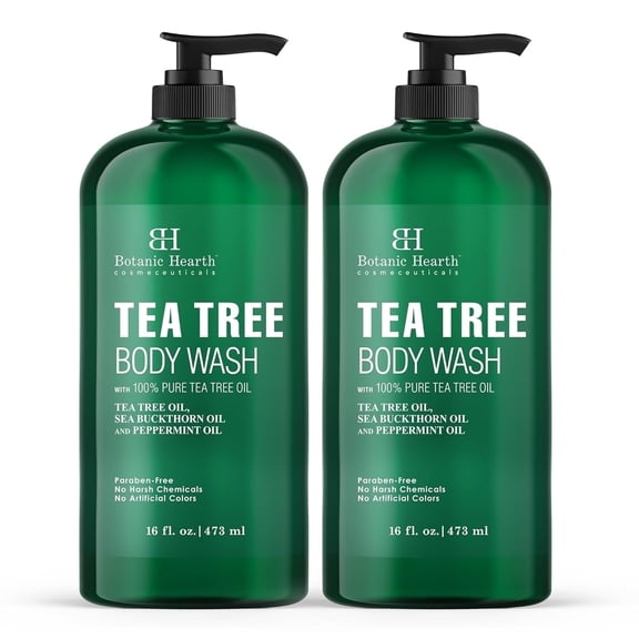 Botanic Hearth Tea Tree Body Wash - 16 fl oz - Helps Soothe Itchy, Dry Skin, Antifungal Body Wash with 100% Pure Tea Tree Oil - Sulfate Free, Paraben Free, for Men and Women