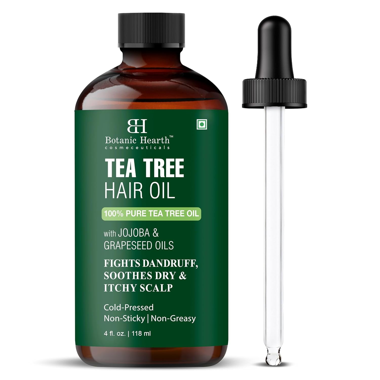 Botanic Hearth Tea Tree Oil for Hair (4 fl oz) | With Jojoba & Grapeseed Oils | Soothes Itchy Scalp & Fights Dandruff | Non GMO Verified