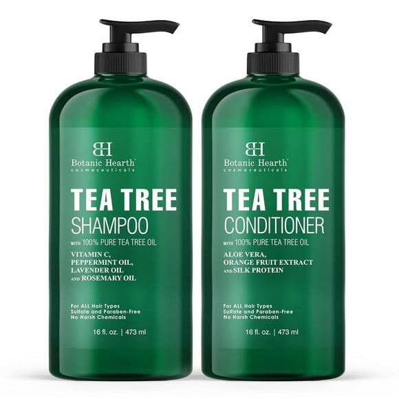 Botanic Hearth Tea Tree Shampoo and Conditioner Set - with 100% Pure Tea Tree Oil, for Itchy and Dry Scalp, Sulfate/Paraben Free - for Men and Women - 16 fl oz each