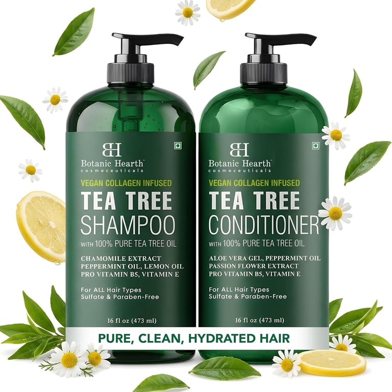 Botanic Hearth Tea Tree Shampoo and Conditioner Set, Vegan