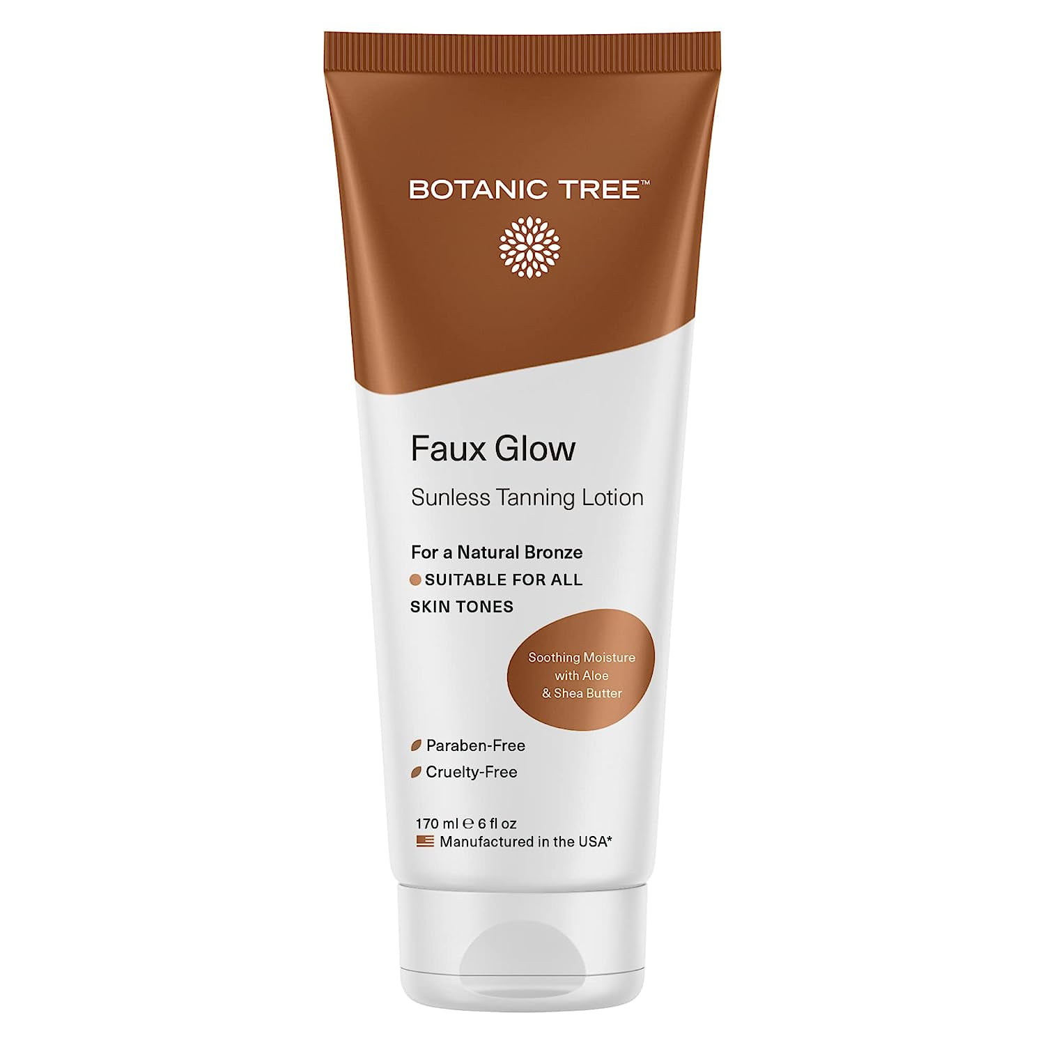Botanic Tree Sunless Tanning Lotion for Face and Body Glow, Organic Self Tanner, 6 fl oz