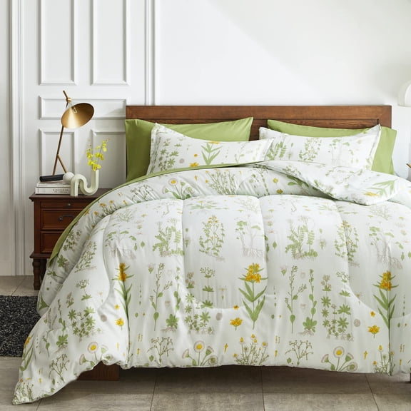 Botanical 01 Queen-7pieces Bed-in-a-Bag Microfiber All Season Bedding Set