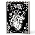 thumbnail image 1 of Botanical Anatomy Monochrome Coloring Book Spiral Bound for Adults, A5 Wooden Cover, Relaxing One-Color Illustrations with Anatomy Intertwined With Flowers And Plants for Mindfulness, 1 of 6
