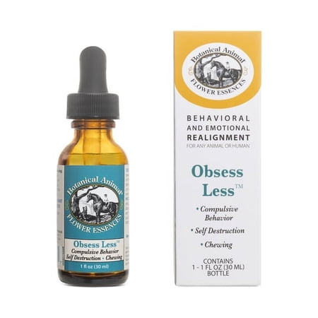 Botanical Animal Flower Essences – Obsess Less - For obsessive compulsive behaviors such as licking, gnawing, pulling hair, pacing, cribbing, etc. - All-Natural, Safe and Gentle, Oil-Free, USA Made