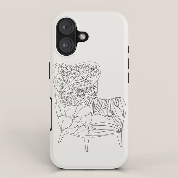 Botanical Armchair Black Line Art Tough Case for Apple iPhone ...