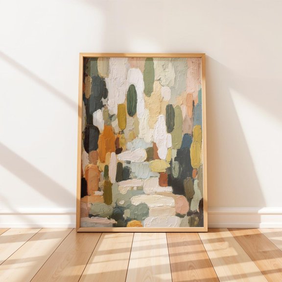 Botanical Art Contemporary Desert Cactus Scene Earthy Neutral Tones Modern Boho Home Wall Decor Muted Plant Forms, Unframed Poster